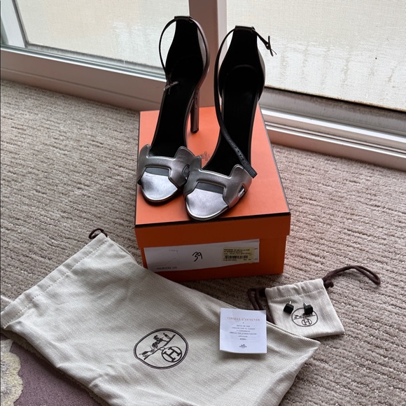 Hermes Silver Joy 105 Sandals - Picture 1 of 9